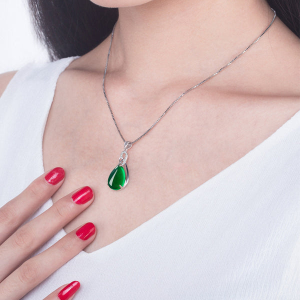 Water Drop Chrysoprase Necklace