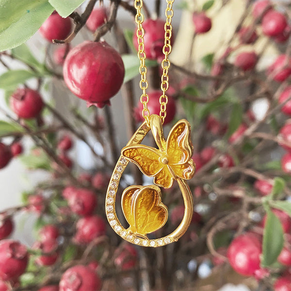 Butterfly Drop Necklace (Orange)