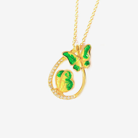 Butterfly Drop Necklace (Green)