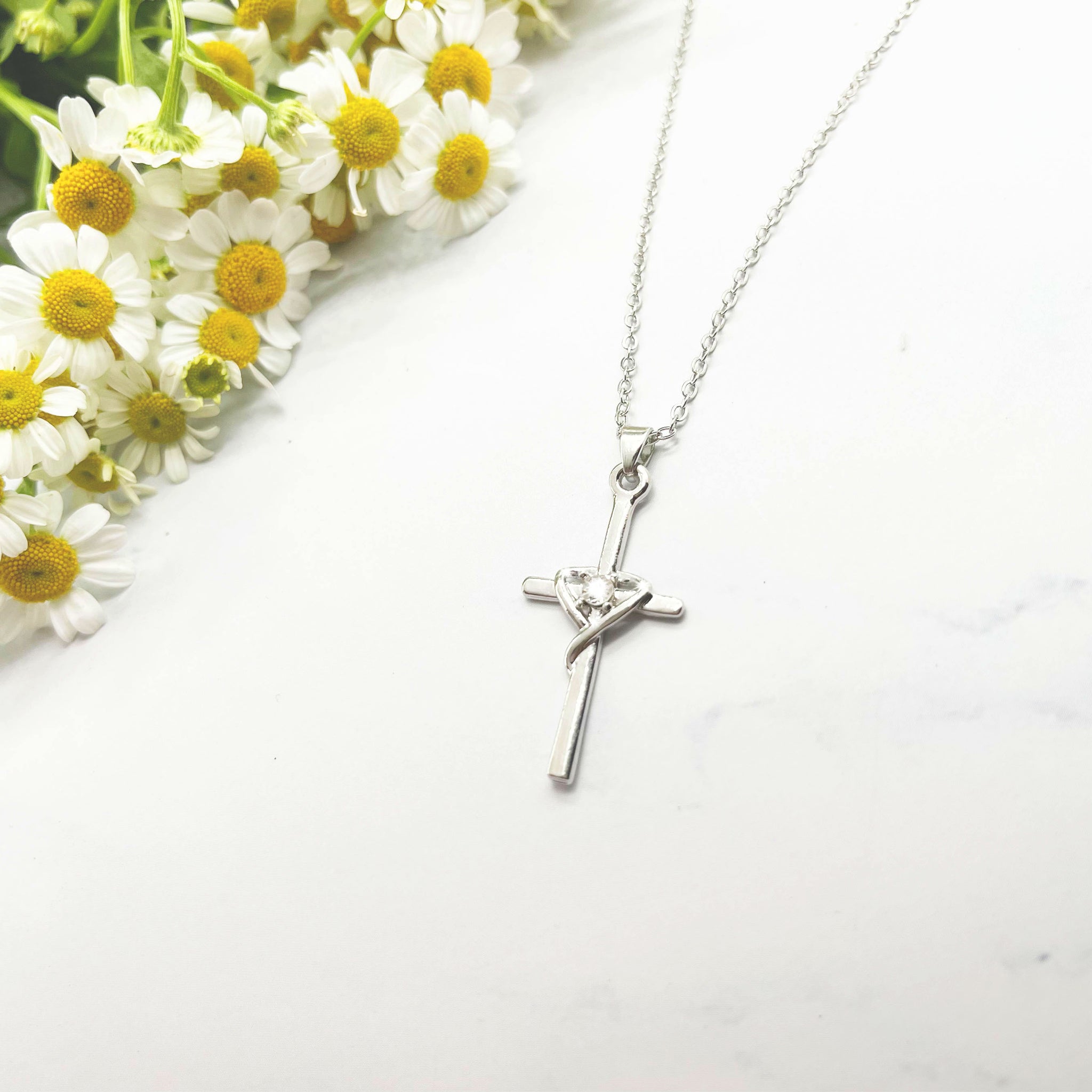 Silver Cross Love Necklace