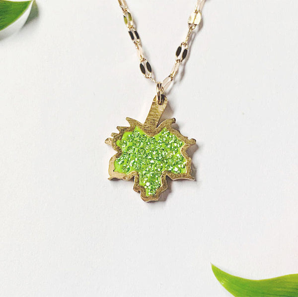 Green Maple Dainty Necklace