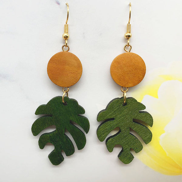 Wooden Leaf Earrings