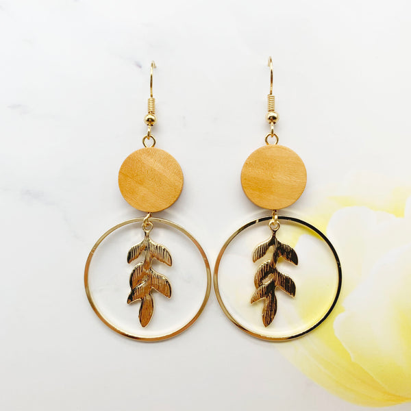 Wooden Leaf Earrings