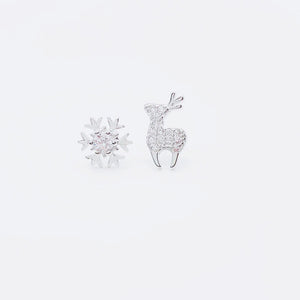 Merry Christmas Snow and Reindeer Earrings